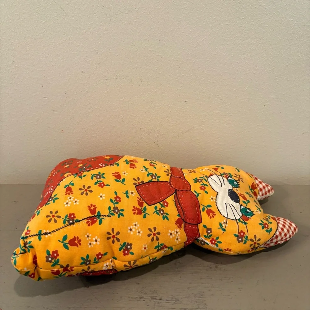 VTG Patchwork Calico Cat Folk Art Plushie